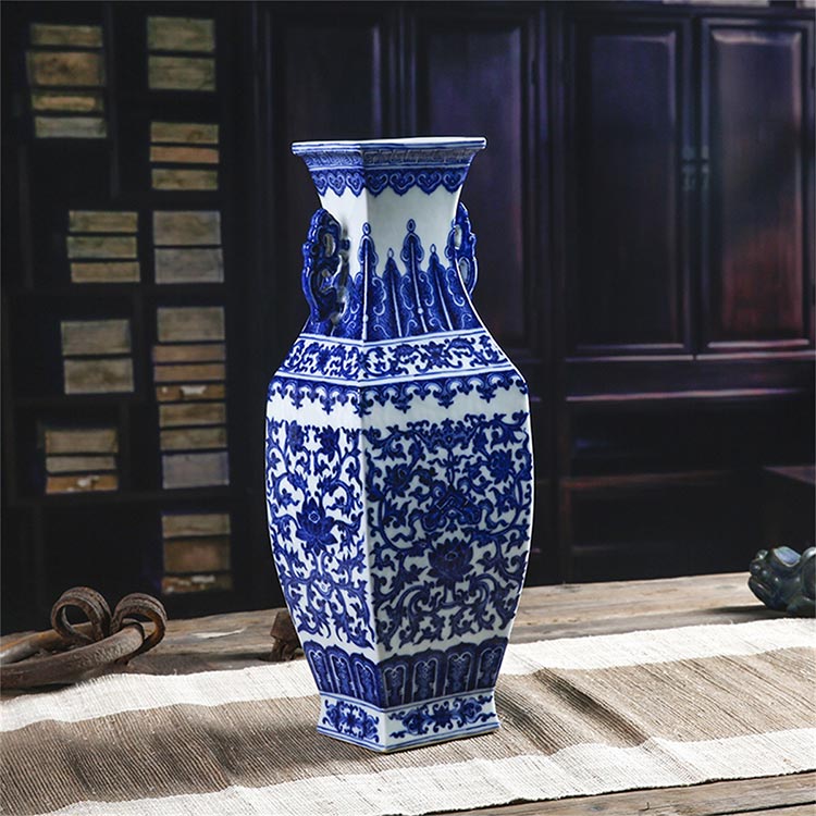 9800元 景德鎮柴窯陶瓷器花瓶仿古擺件客廳元青花瓷仿古中式家居博古架裝